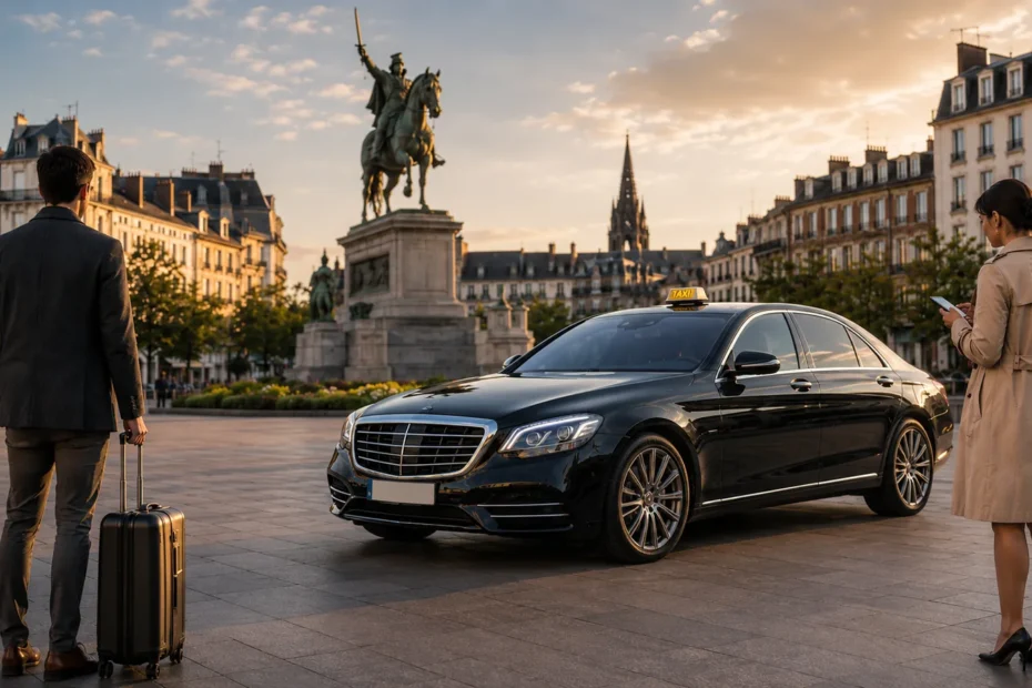 Chercher un taxi à Clermont-Ferrand avec Mercedes noire place de Jaude